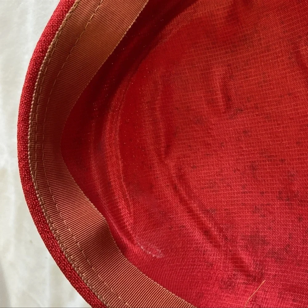 Vintage Hat Rhinestones Shimmer Red‎ Bow